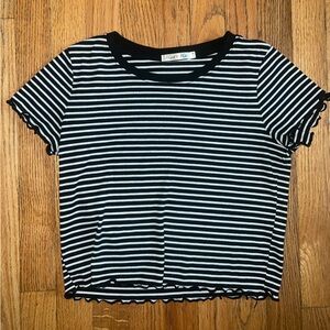 Heart Hips Black and White Striped Top